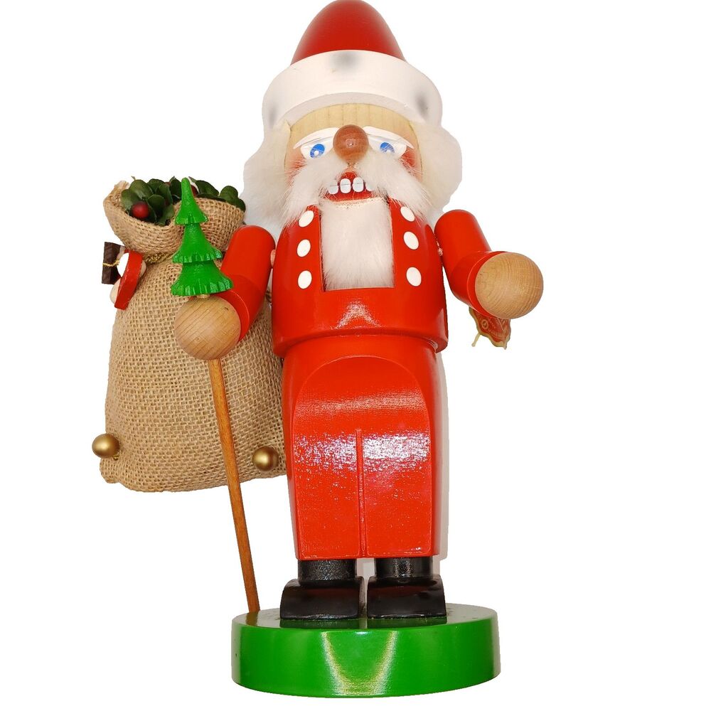 Steinbach Christmas Chubby Santa Claus Nutcracker Holding Tree & Sack 12.5"
